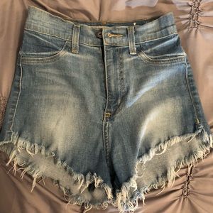High waisted jean shorts